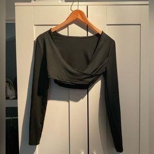 Long black and low cut shirt